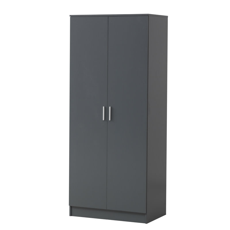 Deanda 2 Door Manufactured Wood Wardrobe, Dark Grey