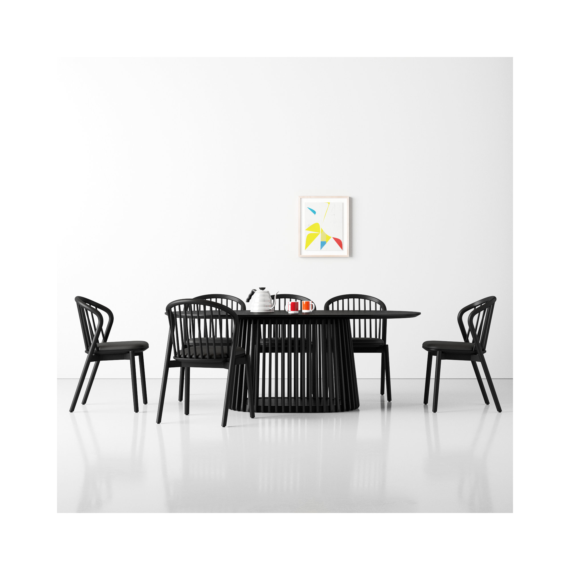 7 - Piece Dining Set, Black, Black