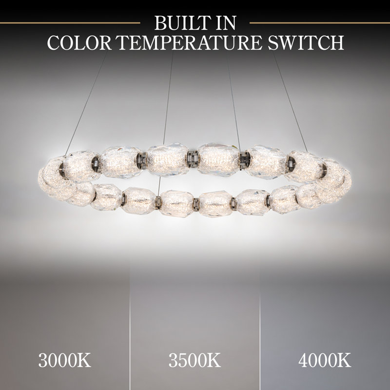 Seduction 20 Light Crystal LED Pendant, Polished Nickel