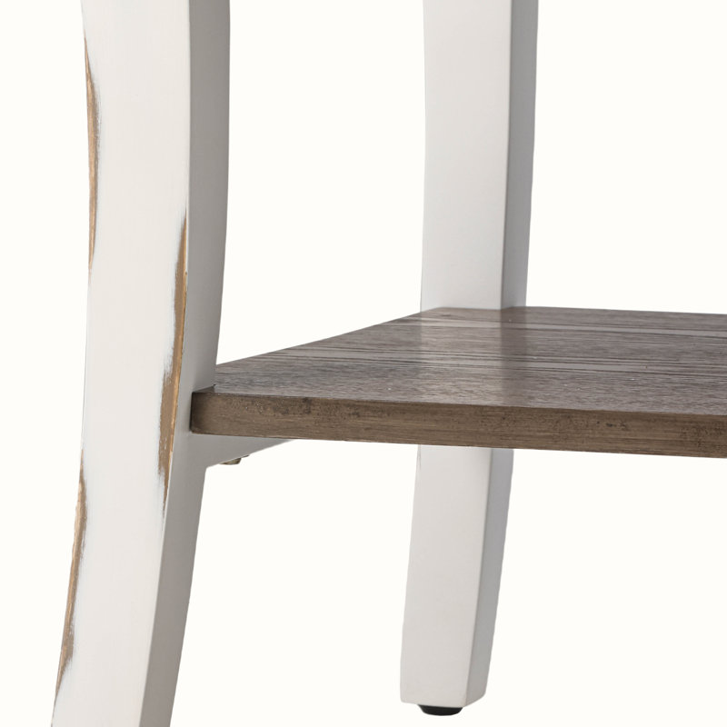 Table de bout, Plateau en bois / base blanche