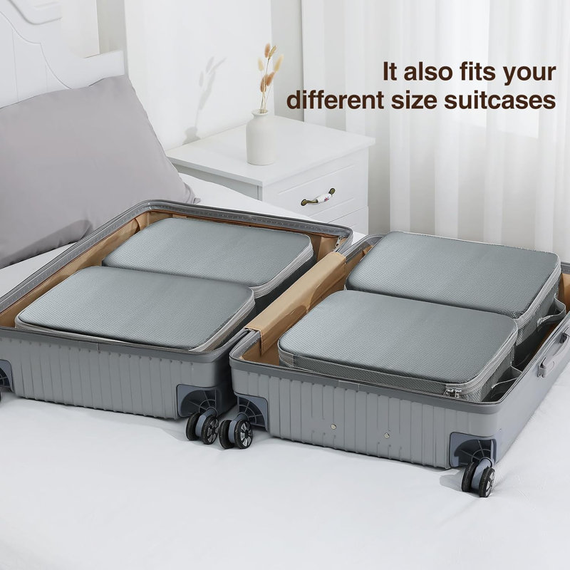 Clothes Storage Bag 6 Pack, 19L Compression Storage Bags,Storage Organizer With Window Handle, Space Saver Storage Bags With Zipper, Grey