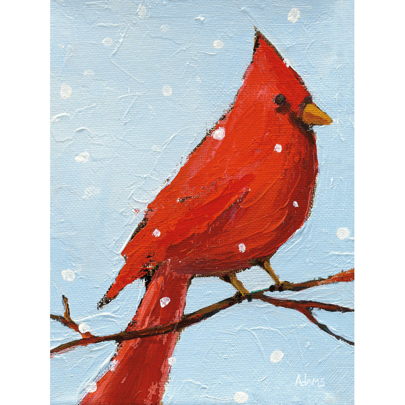 Cardinal I - peinture sur toile tendue, H 48 po x l 36 po