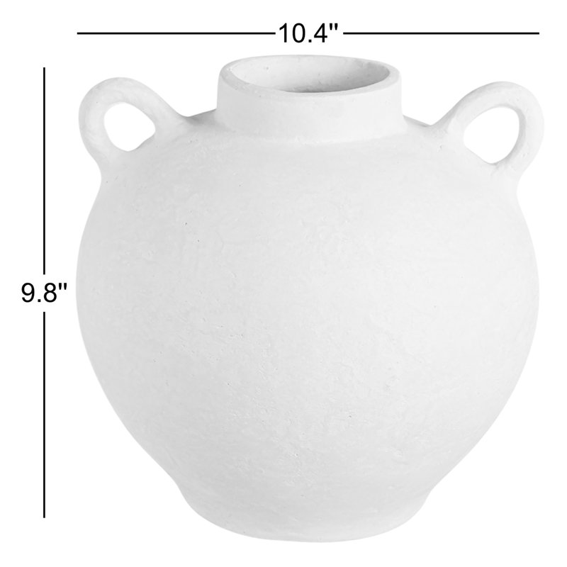 Terre 9,8"H x 10,4"Dia. Vase - Papier mâché éco-mix blanc, Blanc