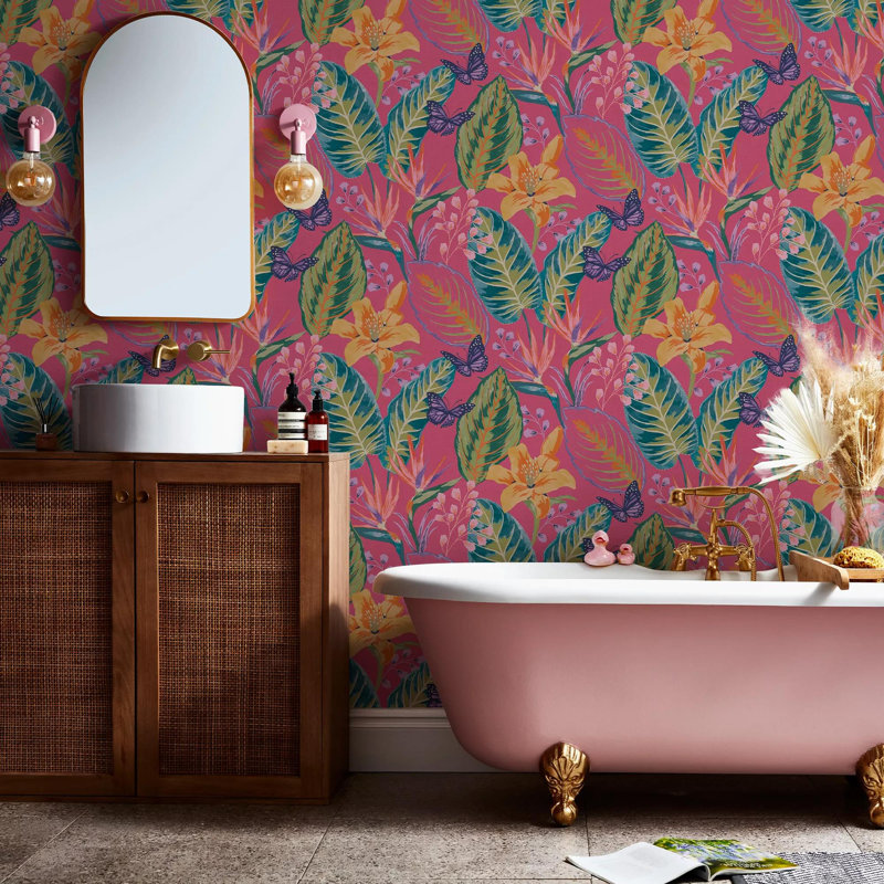 Envy Eden Floral Wallpaper, Pink