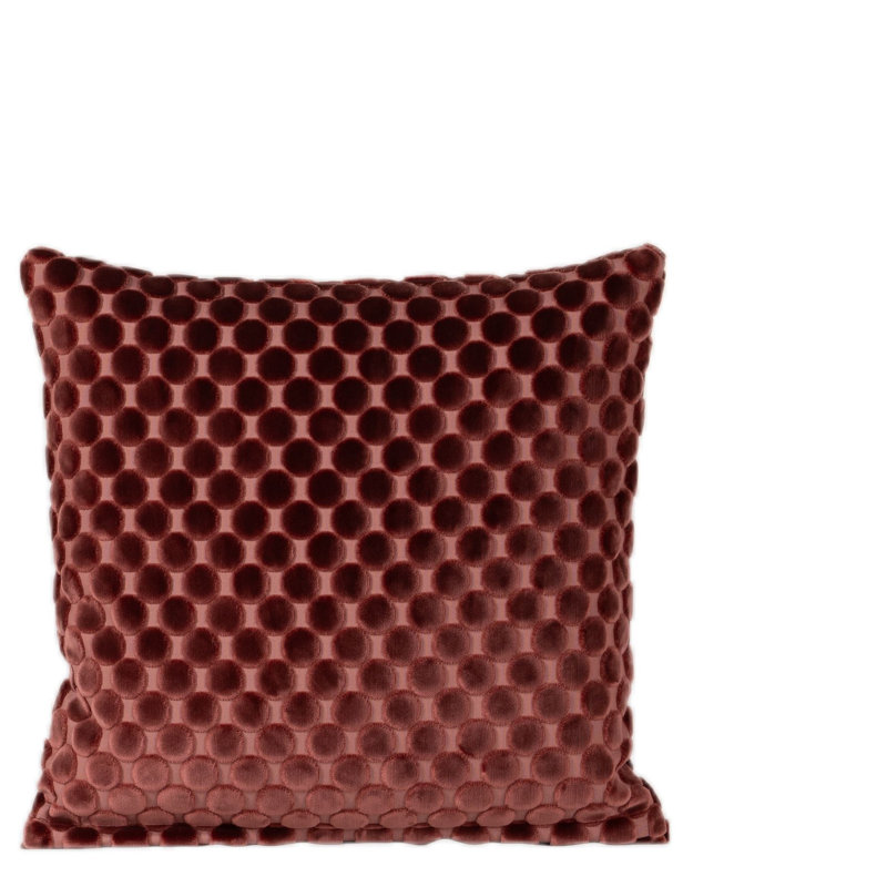 Oreiller en velours Nirvan, Grenat, Carré 16 po, Polyester
