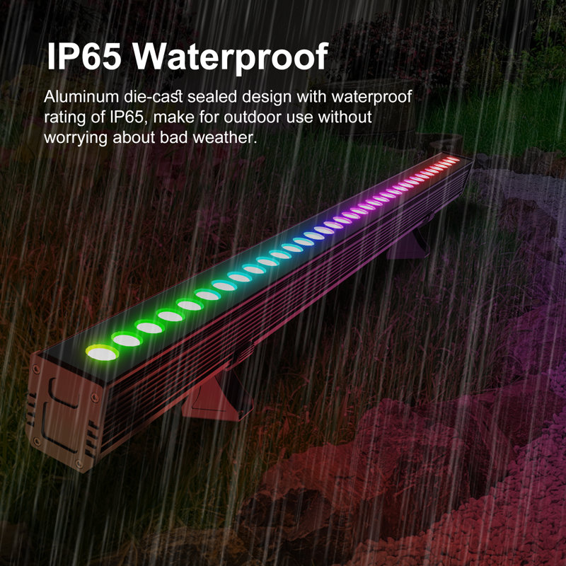 Linkable RGBCW LED Wall Washer Light, IP65 Waterproof Color Changing Light Bar for Outdoor Wall Wash, 180W Dimmable Uplight with APP & RF Remote Control, Music Sync, Timer