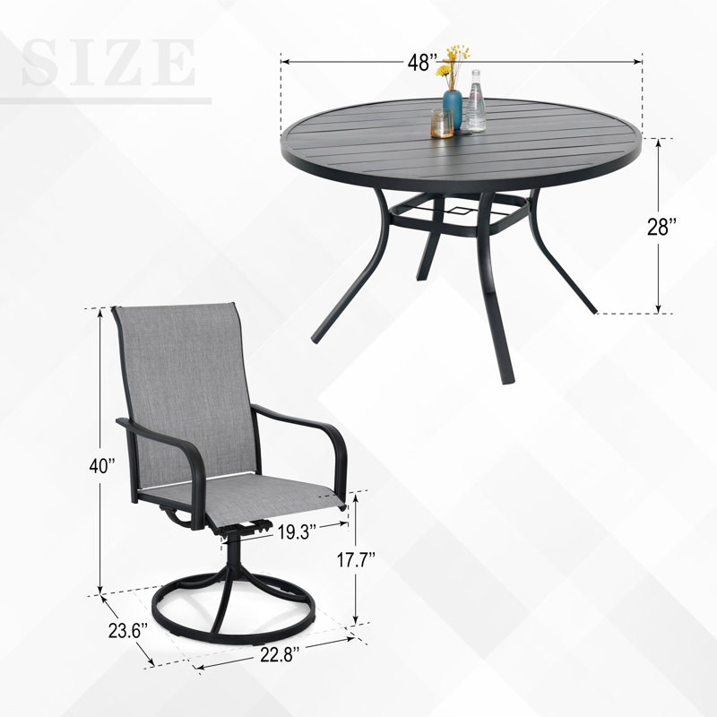 Ensemble de salle à manger pour 4 personnes avec chaises pivotantes, Gris