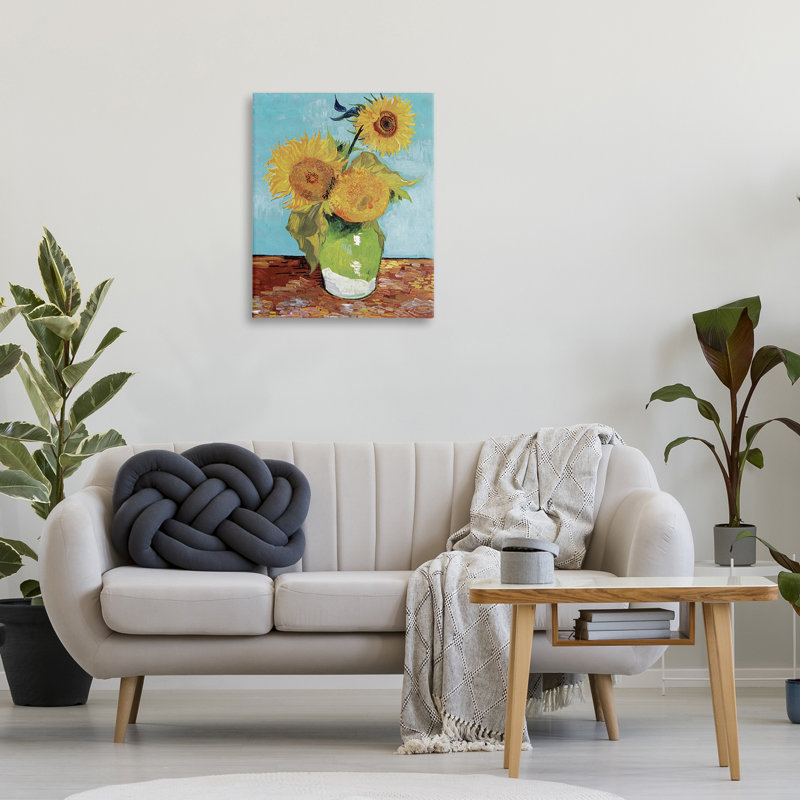 «Van Gogh Sunflowers», art mural sur toile par Andrea Haase, H 30 po x l 24 po