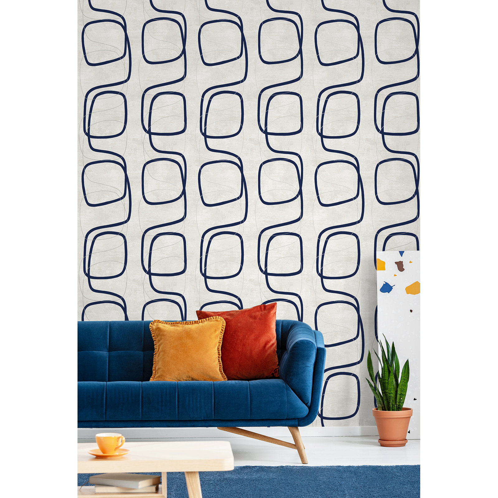 Lianna Modern Abstract Wallpaper, Blue
