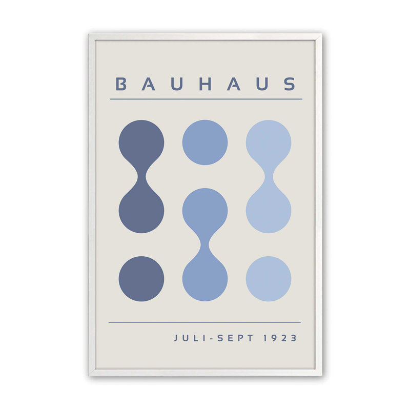 Blue Bauhaus Flow I, impression dans un cadre, Reproduction encadrée sans passe-partout, Blanc opaque, H 21 po x l 17 po