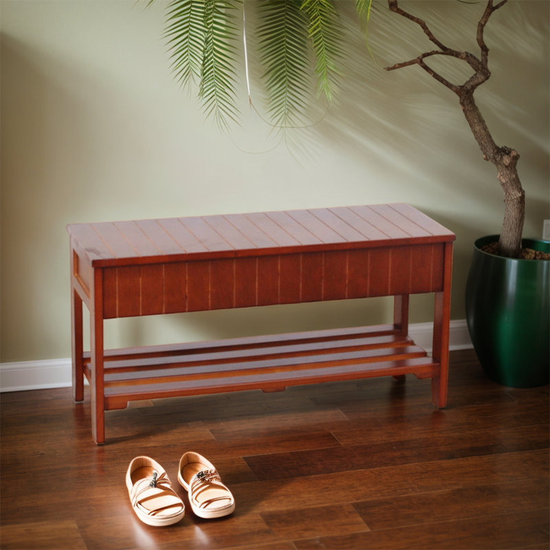 Banc de rangement pour chaussures 5 paires, Bois rouge