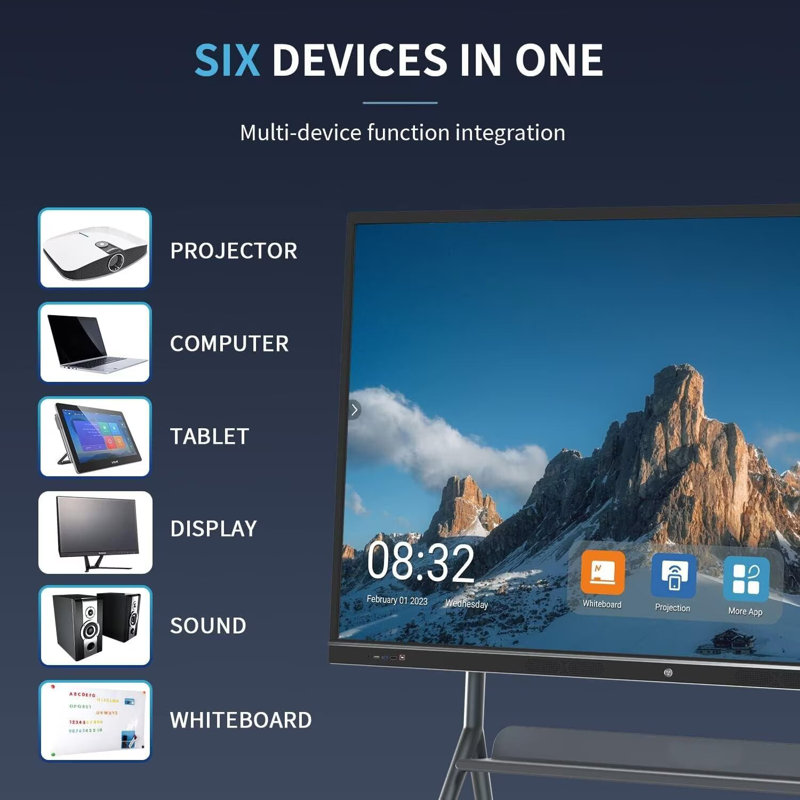 JYXCN Dual System Smart Display 75", 4K Collaboration, OPS PC Module
