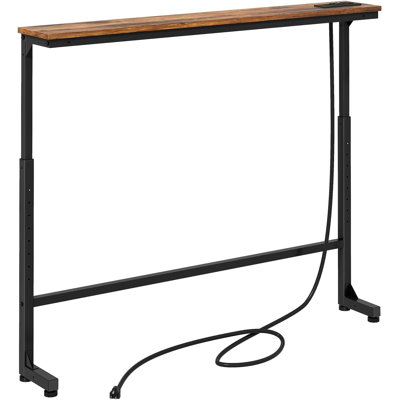 Table de canapé à hauteur réglable avec prises de courant intégrées, console étroite pour canapé, vestibule et petits espaces