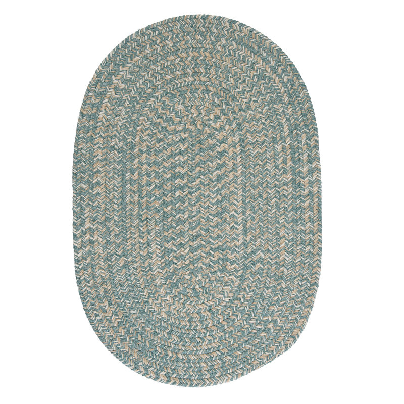 Tapis réversible en mélange de laine Bristow - bleu sarcelle, Ovale 2 pi x 4 pi