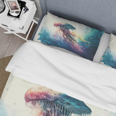 Colorful Deepsea Jellyfish V BeddingMicrofiber / Polyester Duvet Cover Set
