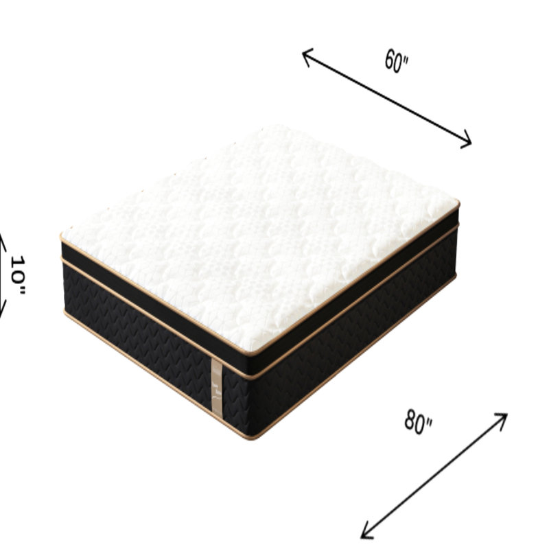 Grand matelas de 10 pouces avec mousse viscoélastique gélifiée, ressorts ensachés individuels pour le soutien des bords, coussiné respirant et doux, séparation des mouvements approuvée, confort pour la peau, chambre à coucher moderne
