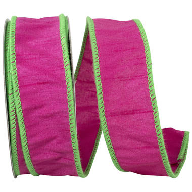 Bright Green and Hot Pink Velvet Ribbon