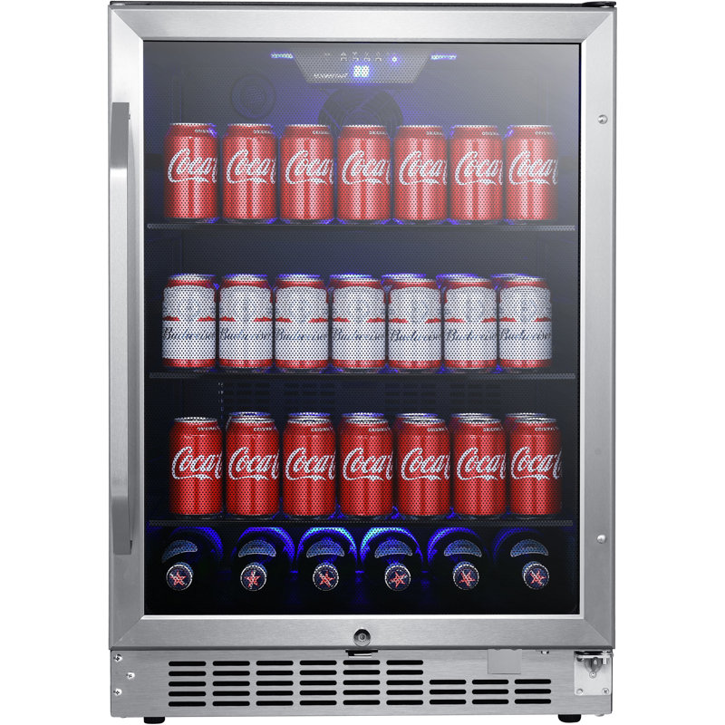 EdgeStar 23.5'' W Convertible 142 Cans (12 oz.) 5.49 Cubic Feet Beverage Cooler with Reversible Glass Door