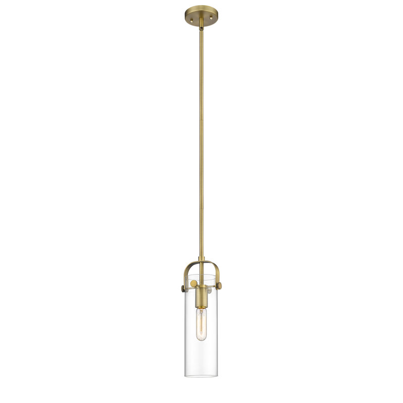 Luminaire suspendu cylindrique simple à 1 lumière Callicles, Laiton brossé, DEL