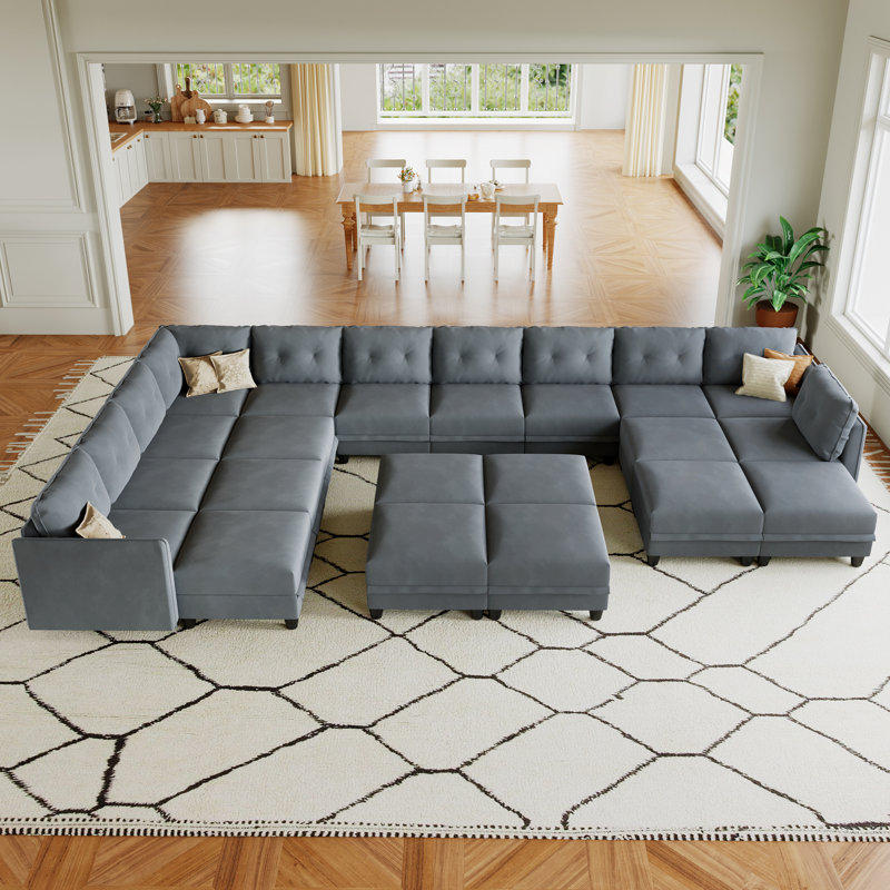 Canapé modulaire 21 pièces Zendajas, Mélange de polyester gris