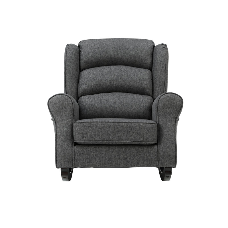 Chaise berçante, densité de mousse D18 / 24, plancher de 8 po, hauteur de 36,86 po, chaise en tissu gris, structure intérieure en bois, hauteur du produit