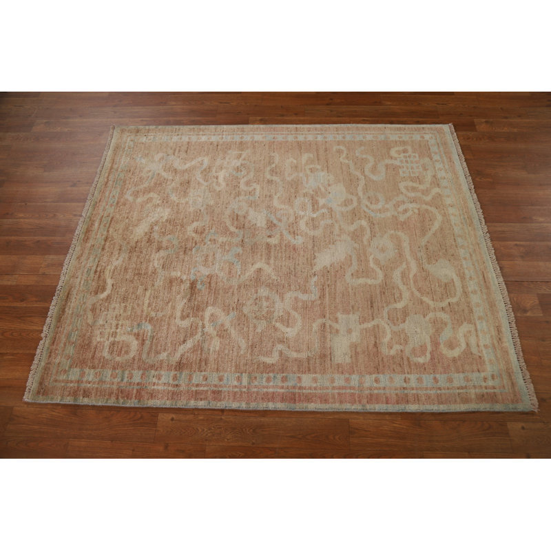Tapis de style oriental végétal noué à la main 4 x 5 Art Deco