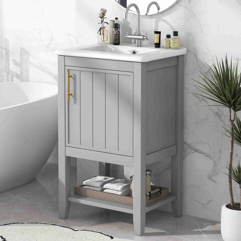 Meuble-lavabo moderne 20 po, Gris