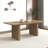 Modern Dining Table For 6-10 People, Wood Kitchen Table With Double Robust Pedestal, Wooden Dinner Table For Dining Room