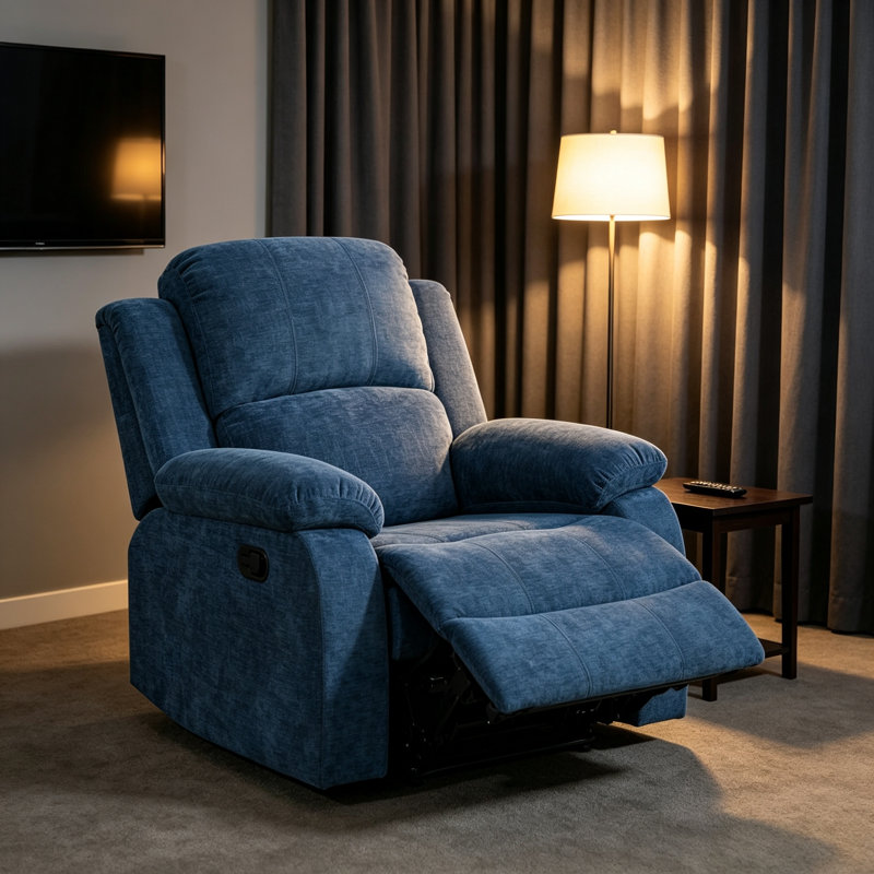 Fauteuil inclinable manuel rembourré de 35 po de largeur, Blue