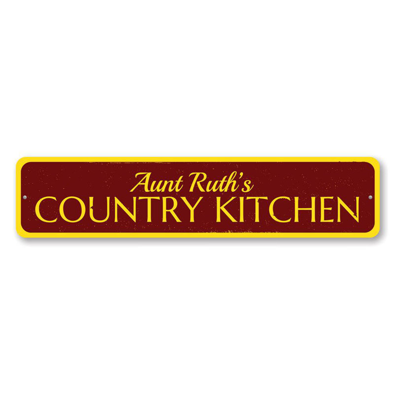 Country Kitchen Aluminum Sign, 4" H x 18" W x 0.04" D, Yes