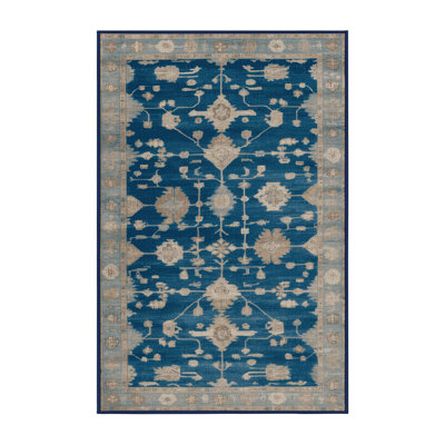 Machine Washable Overdyed Blue Area Rug
