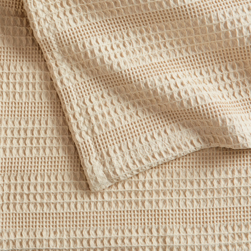 Jeté Amelia Waffle Weave, Très grand, Beige