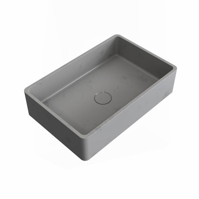 19.68" Modern Rectangular Concrete Vessel Bathroom Sink