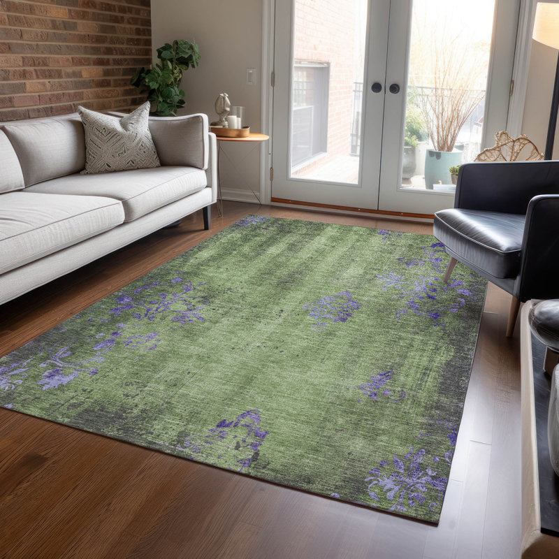 Tapis intérieur / extérieur Xhevrie lavable à la machine, Rectangle 9 pi x 12 pi