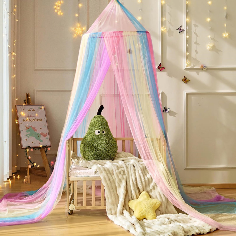 Princess Rainbow Bed Canopy, 66 X 270Cm, Pink Blue