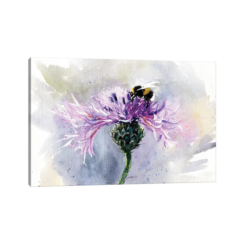 Bumblebee On A Flower by Marina Ignatova - Wrapped Canvas Painting, 30.48 cm H x 45.72 cm W