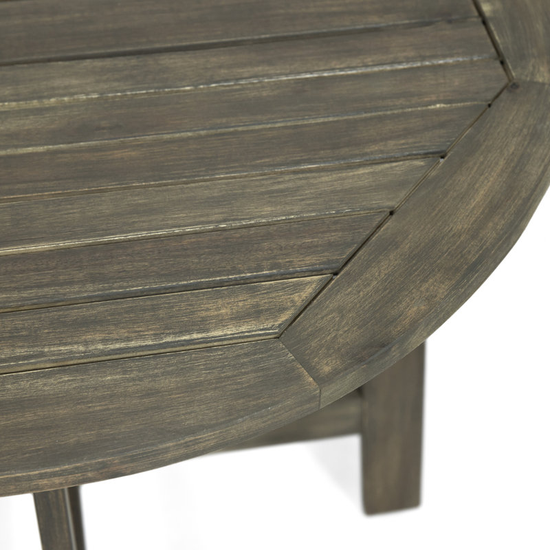 Table en bois, finition grise, demi-ronde, pliable et pratique, demi-ronde avec structure, design