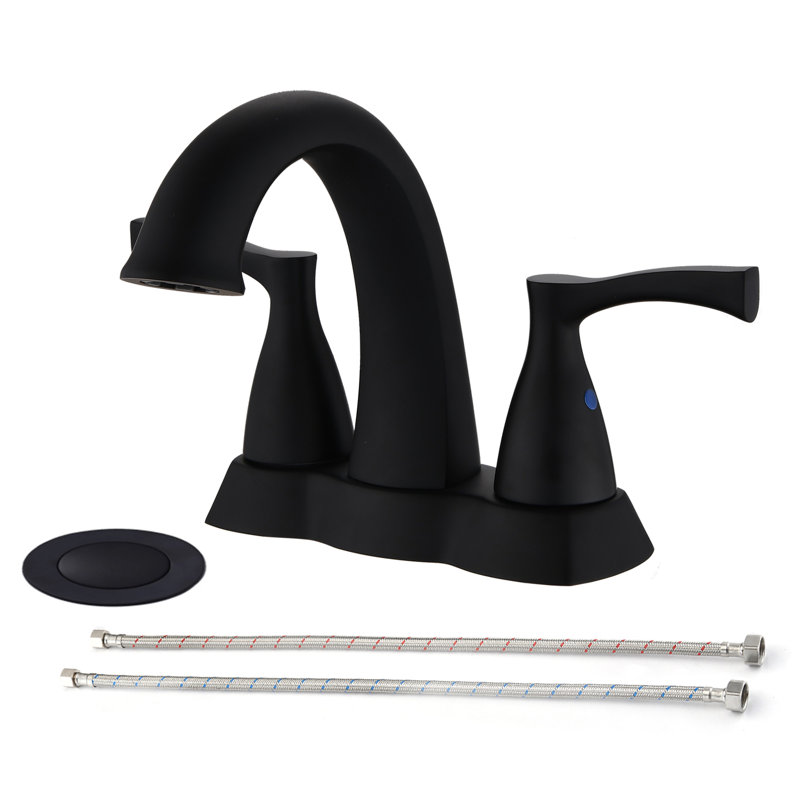 4 Inch Centerset Bathroom Sink Faucet With Pop Up Drain, Matte Black