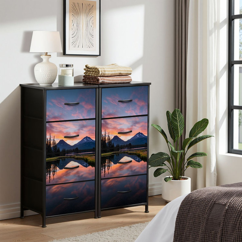 4 Drawer Dresser for Bedroom, Narrow Chest of Drawers, Wooden Top and Study Iron Frame 18"x37.5"-(WxH)