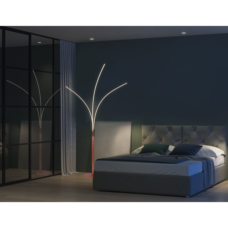 Geigle 92'' LED Arched Floor Lamp with USB, Titanium Gold