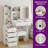 Vanity Table with LED Sliding Mirror & Cushioned Stool, Dresser Set with 2 AC+2 USB Outlets & Hair Dryer Holder, Touch Control 3-Color Light for Bedroom-1449242726