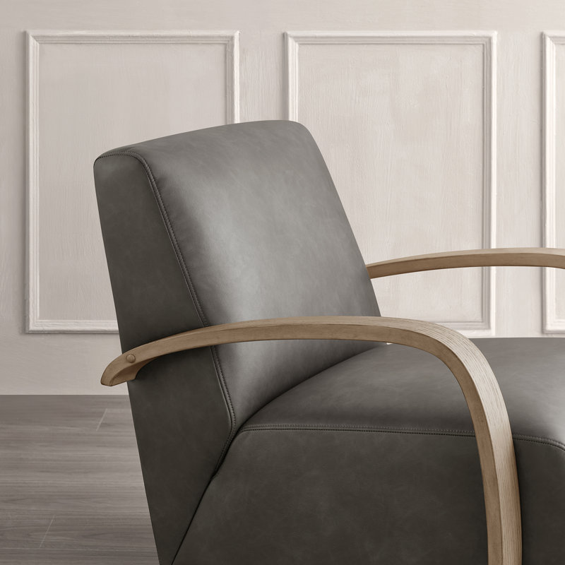 Brehana Upholstered Swivel Armchair, Dark Gray Faux Leather