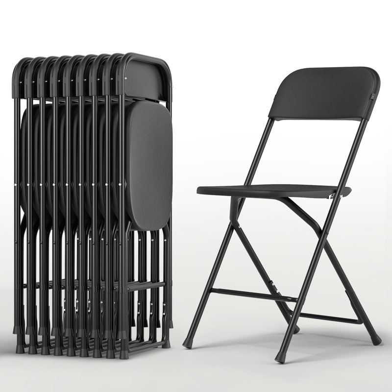 10-Pack Heavy-Duty Plastic Folding Chairs 250 Lb Capacity, Indoor/Outdoor Stackable Event Seating, Black