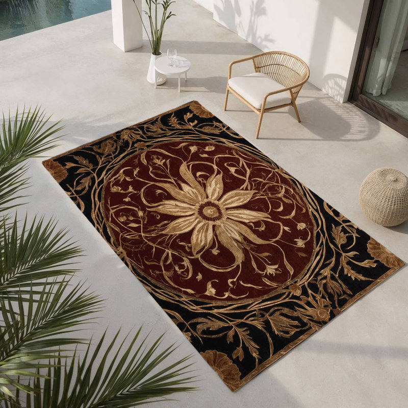 Divine Arabesque Indoor And Outdoor Area Rug, Rectangle 1'6" x 2'6"
