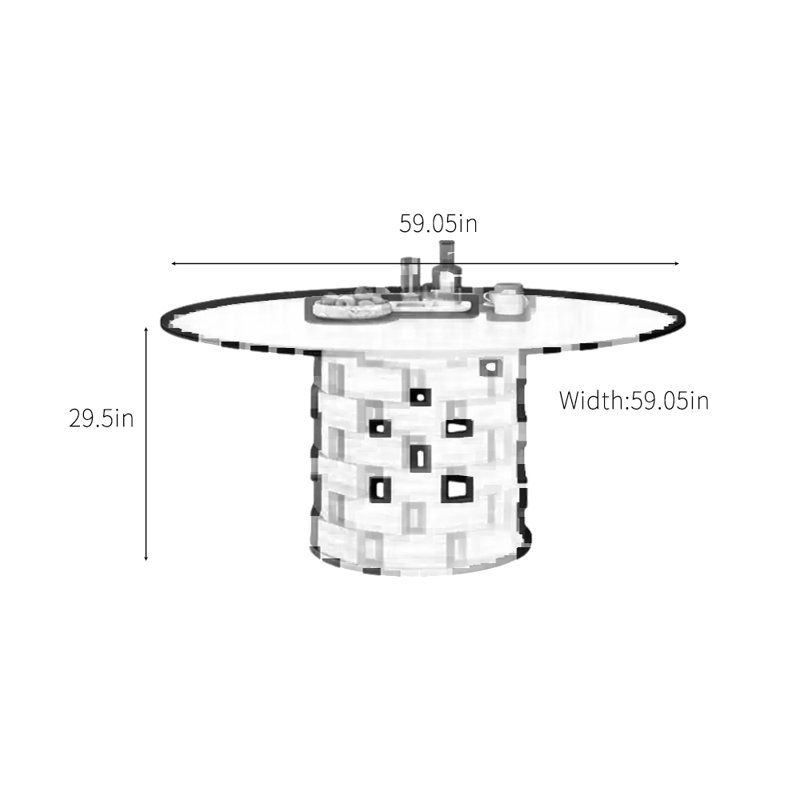 Plateau de table en granit avec base en bloc de chêne, H 29,5 po x L 59,05 po x l 59,05 po