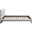 Lit double confortable gris avec tête de lit en forme de biscuit, matériau, pieds en bois d'hévéa stables et 12 lattes pour une nuit de détente en tête de lit en tissu de chenille enveloppé gris