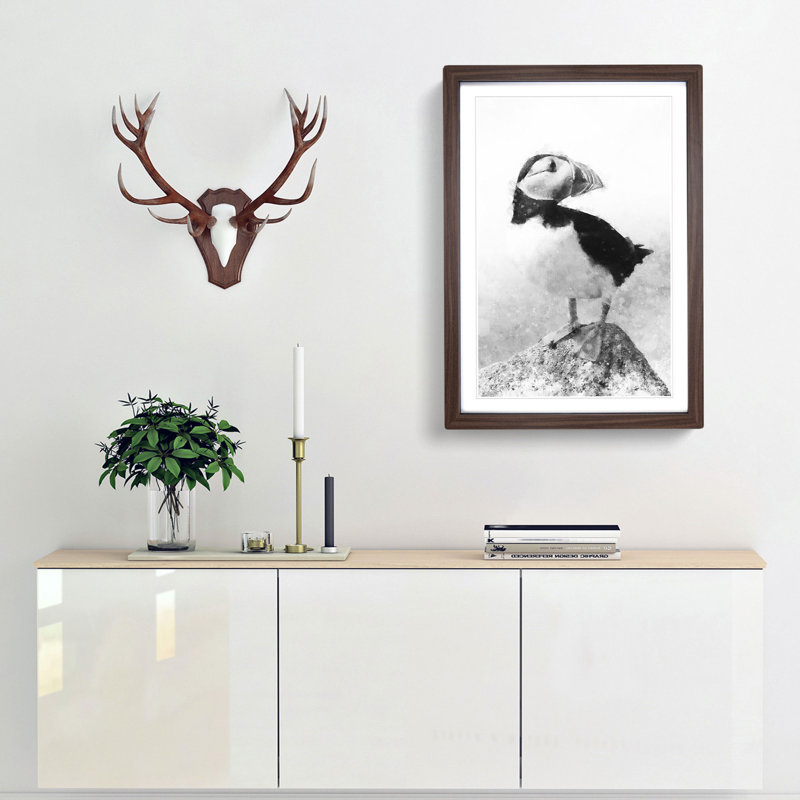 The Atlantic Puffin Bird - Framed Print, Walnut Framed, 87cm H x 62cm W x 2cm D
