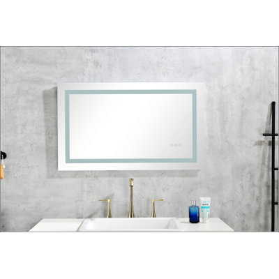 LED Bathroom Mirror With Front And Backlight, Dimmable, Anti-Fog, Memory, And 3 Colors