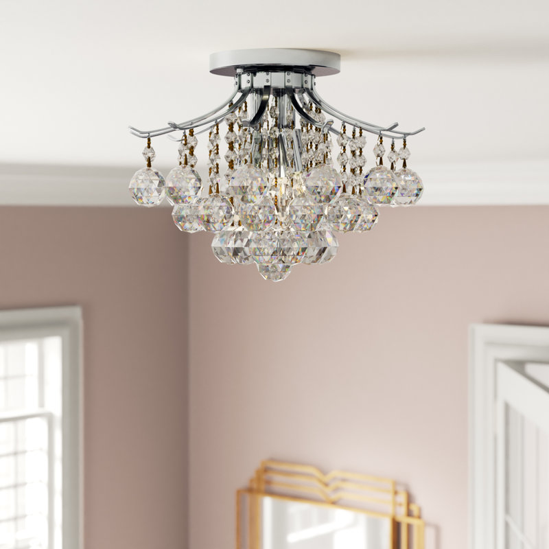 Stoller Crystal Semi Flush Mount, Chrome, Royal Cut