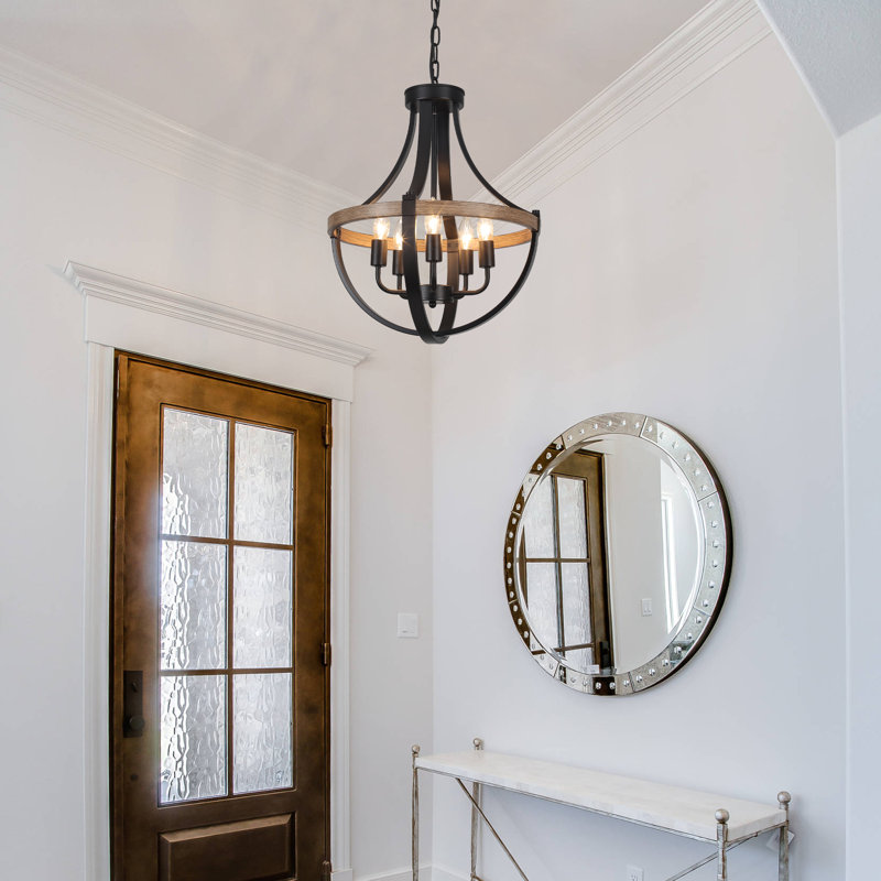 Kortney 5 - Light 16.5" Wide Dimmable Empire Chandelier for Entryway Foyer Bedroom Hallway, Black/Brown